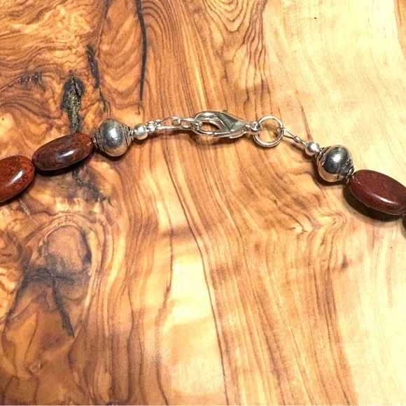 Jasper Brown Bead and Tibetan Silver Extra Long Necklace Handmade - Picture 3 of 6